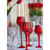 Castiçal Vidro Vermelho 19cm
